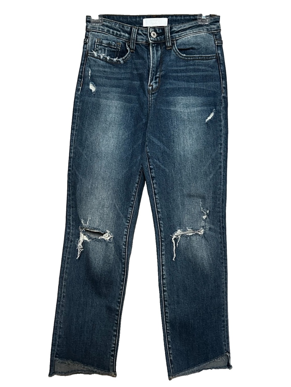VERVET High-Waist SKINNY Jeans Distressed Ripped Cropped Women’s Size 24 - BLUE